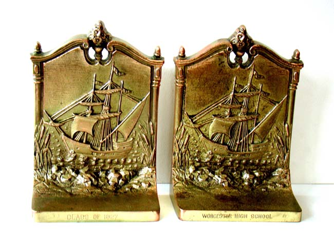 A fine pair of Bradley & Hubbard "Galleon" bookends circa 1927